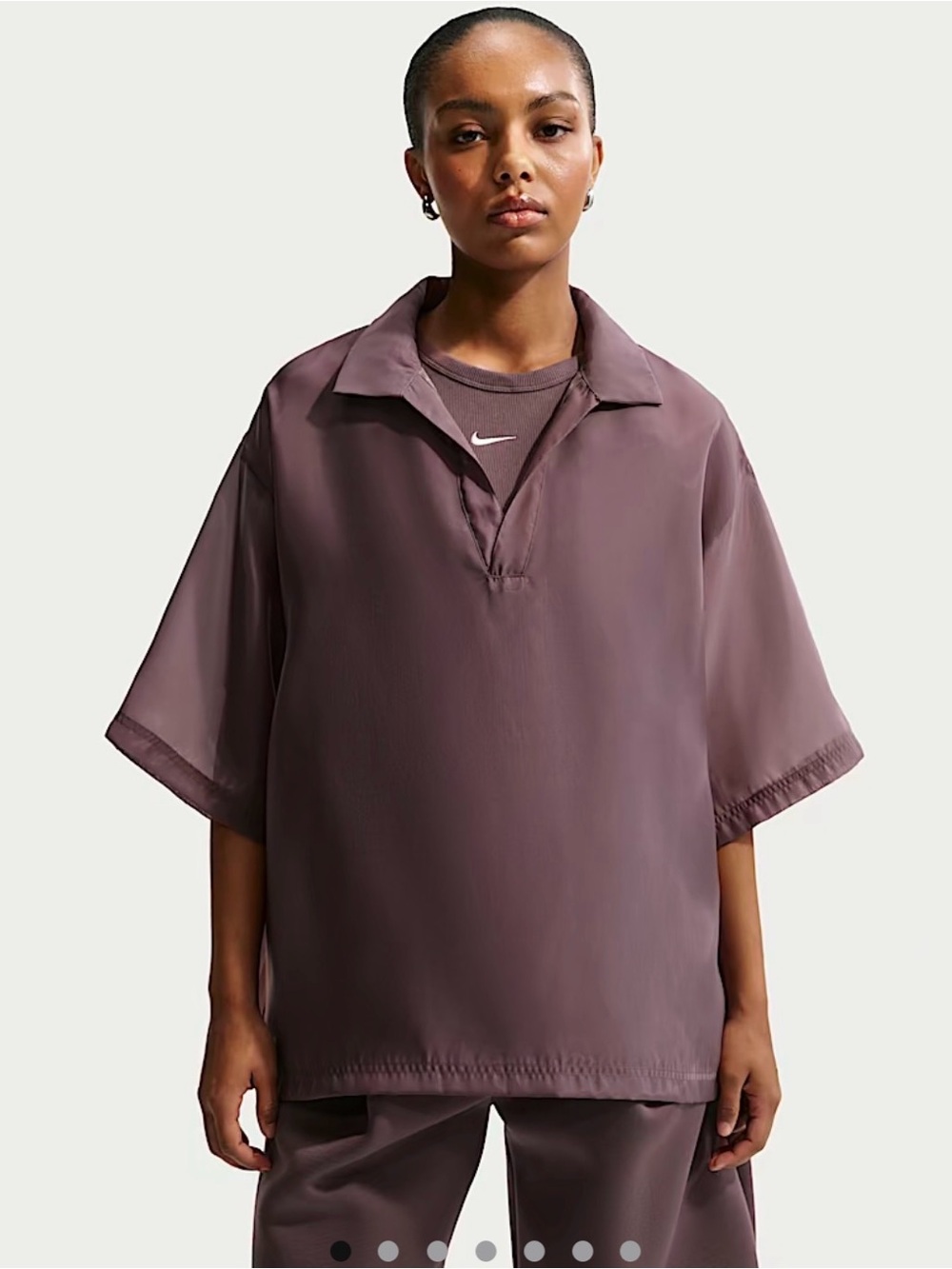 Nike Oversized Short-Sleeve Pullover in Tattoo/Sail -deep maroon or dusky purple